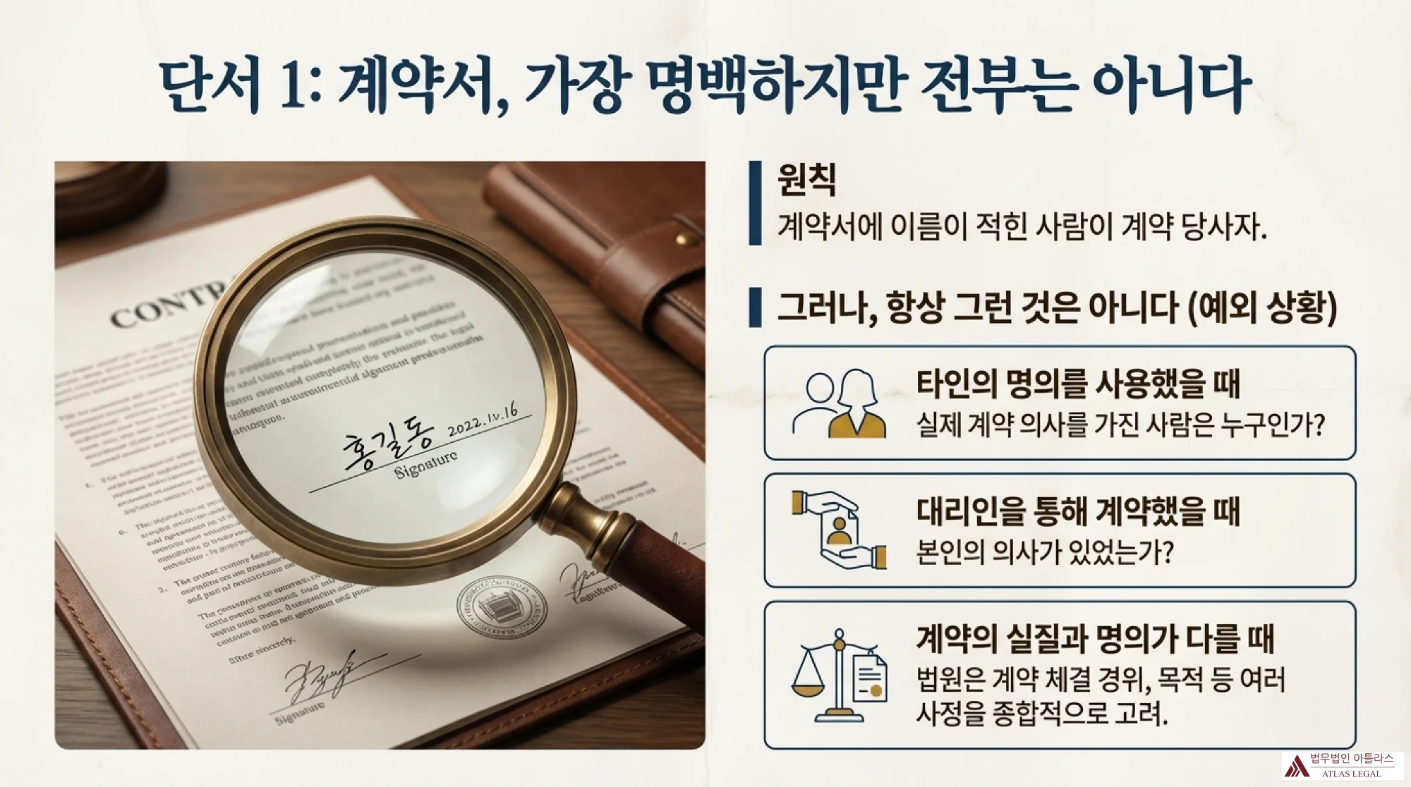 계약서 검토 시 확인해야 할 3단계 체크포인트를 설명하는 인포그래픽