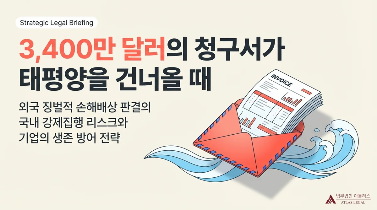 Atlas Legal - Enforcement of Foreign Punitive Damages Judgments in Korea 외국 징벌적 손해배상 판결의 국내 강제집행 리스크와 기업 방어 전략을 소개하는 이미지